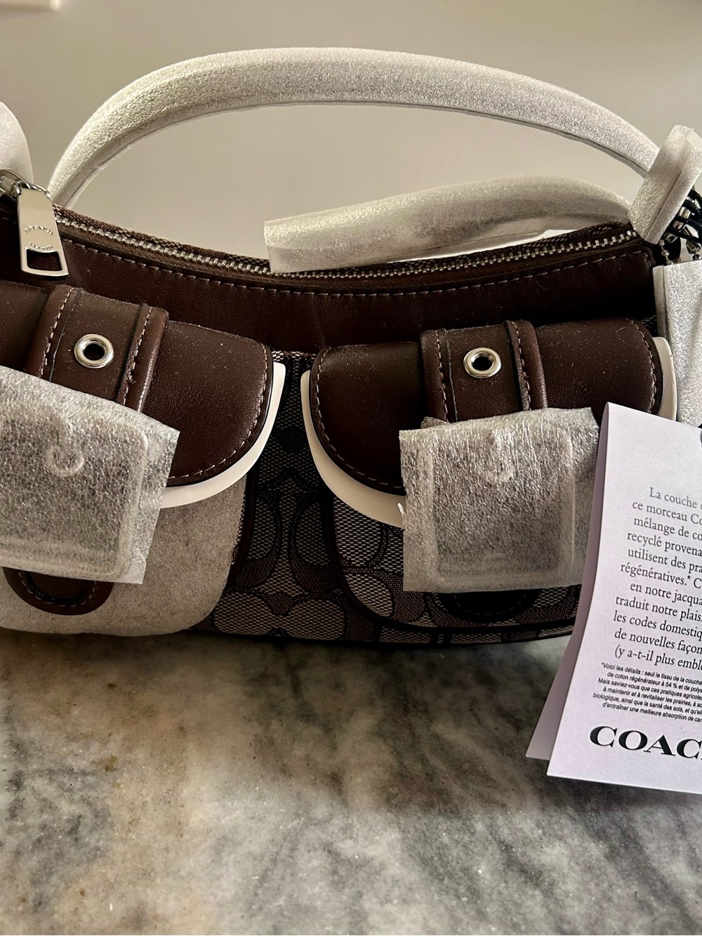 Coach Brown Signature Canvas and Leather Shoulder Bag